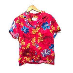 Jam's World Blouse Women's Size Medium Pink Aloha Red Honolulu Limited Edition